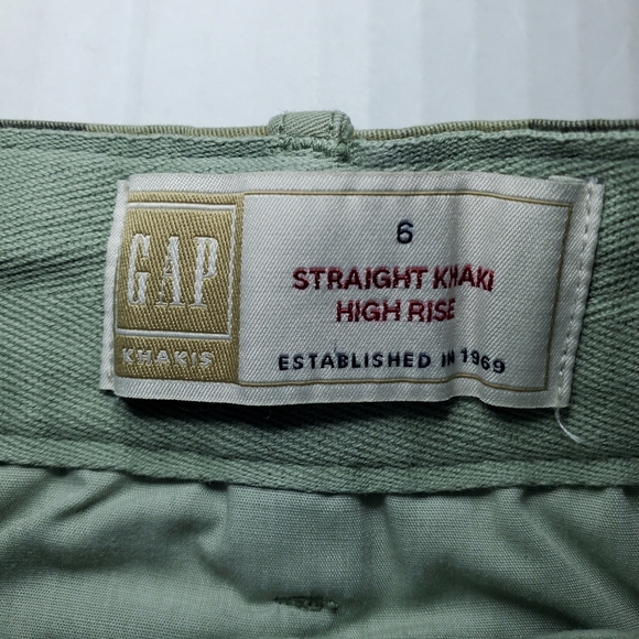 Gap Straight Khaki High Rise Camo Pants Womens Size 6 Green Chino Twill - Picture 7 of 8